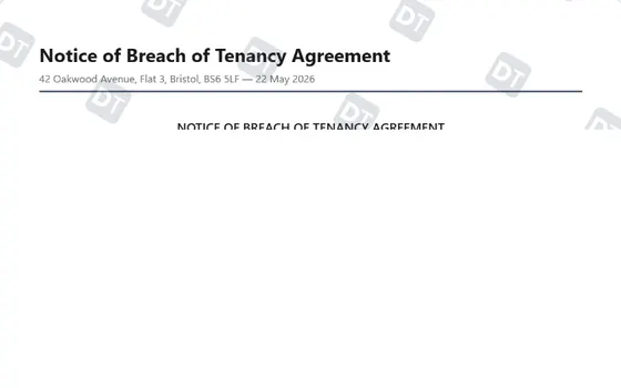 Preview of the Put a tenancy breach in writing, in minutes