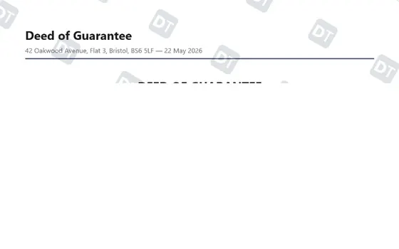 Preview of the A guarantor agreement you can send the same day