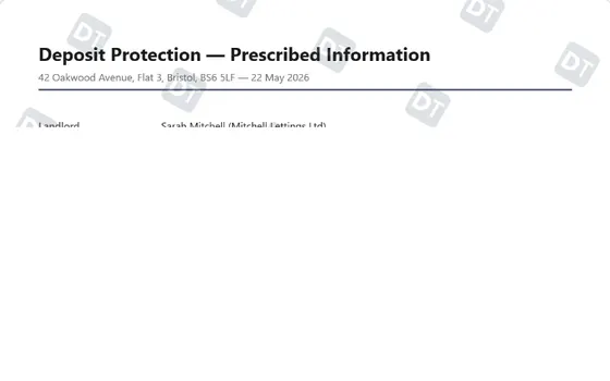 Preview of the mydeposits Prescribed Information and Deposit Protection Certificate