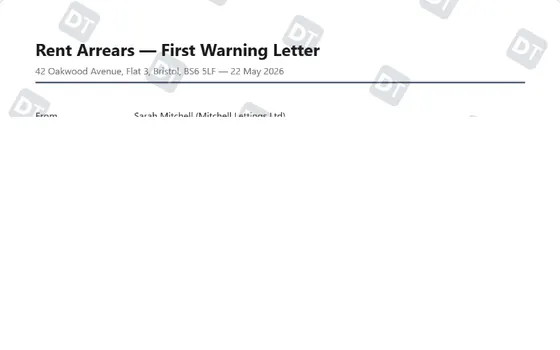 Preview of the Rent arrears letters that take two minutes to build