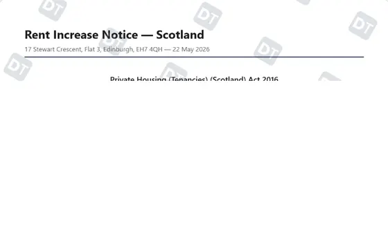 Preview of the Rent Increase Notice