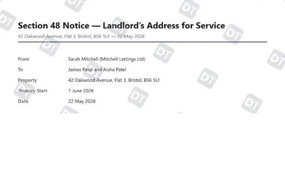Preview of the Section 48 Notice Template